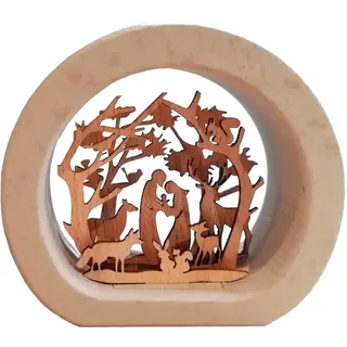 Kaltner Präsente Geschenkidee - Weihnachtskrippe Krippe aus Echt Holz mit Jesus, Maria und Kind