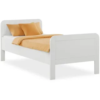 Homestyle4u 2408, Komfortbett Bett Senioren Seniorenbett 90x200 Komforthöhe Weiß Holz Leichter Einstieg extra hoch