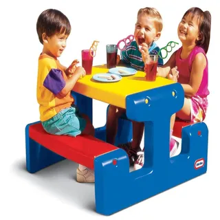 Little Tikes Picknicktisch (Primärfarben) - Platz für bis zu 4 Personen - Für Hausaufgaben, Projekte und Spiele - Grundfarben