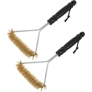 2 Stück Grill Bürste, Grillbürste Messing Grillrost Reinigungsbürste Wärmedämmung Drahtbürste Grill Grillbürste Dreieckig, Grillbürste Edelstahl für Grillrost Gasgrill Holzkohlegrill Grill Zubehör