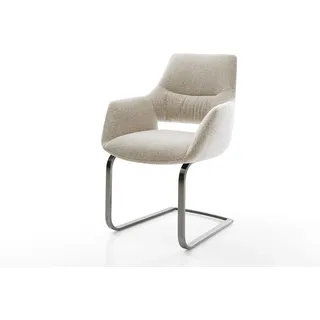 Freischwinger Yago-Flex mit Armlehnen Webstoff Soft Beige Freischwinger flach Graphit Taschenfederkern