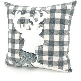 WECKBRODT Elch Dekokissen 40 x 40 cm Grau