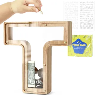 DBPBToU Spardose Kinder Holz Buchstaben Spardose (T)
