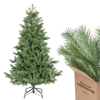 SALCAR Künstlicher Weihnachtsbaum 150 cm aus 90% PE Spritzguss, Premium Nordmanntanne, realistischer Christbaum mit Schnellaufbau Klappsystem