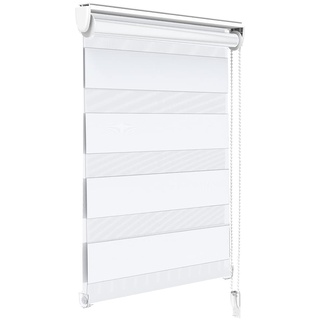 VOUNOT Doppelrollo klemmfix ohne Bohren, Duo Rollo Klemmrollo für Fenster und Tür, lichtdurchlässig & verdunkelnd Fensterrollo, 50x150cm, Weiß