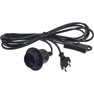 ChiliTec E27 Lampenfassung 3,4m Kabel mit Schalter Schnurschalter Lampenaufhängung Montagering für Steh- & Hängeleuchten Lampenschirm Papier Leuchten Stern Lampen Schwarz