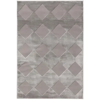 benuta Teppich Claire - Grau 140x200 cm - Minimalistischer Wohnzimmerteppich im Geometrischen Retro-Stil - Pflegeleicht - Fußbodenheizung Geeignet