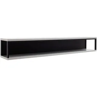 Stylife Wandboard , Schwarz, Weiß , Metall, Holzwerkstoff , 150x24x25 cm , Wohnzimmer, Wohnwände, Wohnwand-Serien
