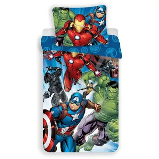 Jerry Fabrics Marvel Avengers Bettwäsche Kopfkissen Bettdecke für 135x200 / Blau