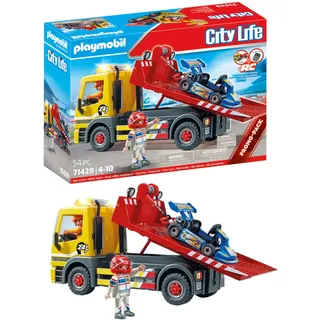 Playmobil City Life 71429 RC-Fahrzeuge Abschleppdienst, vielseitiger Abschleppwagen mit automatischem Blinklicht und Go-Kart, für spannende Rettungsmissionen, Spielzeug für Kinder ab 4 Jahren