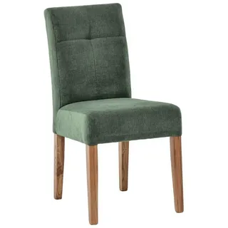 Cantus Stuhl , Grün, Eichefarben , Holz, Textil , Eiche , massiv , eckig , 47.5x91.5x63 cm , Fsc , Holzmöbel, Sitzgelegenheiten Holz, Holzstühle