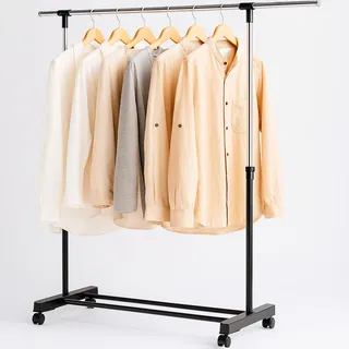 edihome, Kleiderständer, Garderobenständer, 43 x 160 x 150 cm, Kleiderstange, Stabil, tragbar mit Rollen, zum Aufhängen von Kleidung