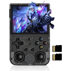 Anbernic RG353V Handheld Spielekonsole kompatibel mit Dual OS Android 11 and Linux System, Support 2.4G/5G WiFi 4.2 Bluetooth 64G SD Card, 3200mAH Hochkapazitätsbatterie,Transparent Schwarz