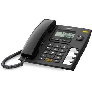 Alcatel T56 - Schnurgebundenes Festnetztelefon - Digitales Display - Freisprechfunktion - Anrufprotokoll - Wahlwiederholungstaste - 4 Direktwahltasten - Schwarz