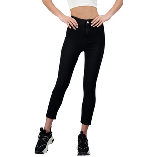 Alleben Lydia Skinny Jeans - Hochtaillierte Jeans Damen - Flexible Stretch-Jeggings - Größe 28 – Schwarz