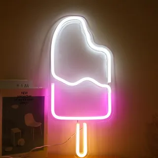 Rosikey LED Neonlicht Schild Ice Cream - 45x21cm Eiscreme Wanddeko - USB Sommer Neon Art für Bar Café