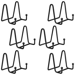 Staffelei Teller Ständer Aufsteller Halter - 6 Stück Eisen Metall Tellerständer Tellerhalter - Dekoteller Halterung - Bilderrahmen Ständer - Bildaufsteller - Staffelei für Bücher - Schwarz - 7,6 cm