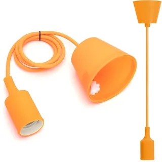 Aigostar E27 Lampenfassung,Pendelleuchte Hängelampe Esstisch Höhenverstellbar,Lampenaufhängung E27 mit 1m Kabel,Pendelleuchte mit Deckenhalterung,Kinderlampe,DIY Dekorative Beleuchtung,Orange