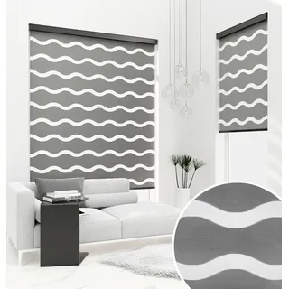 PREMIUM DOPPELROLLO WELLE GRAFIT mit Alu Kassette (105x150 cm, Kassettenfarbe: schwarz) - Schwarz