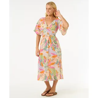 Rip Curl Cala Vadella Kurzarm Midi-kleid - Multi - S