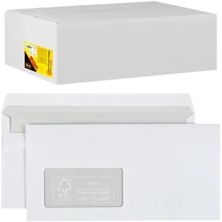 IDENA DIN lang 75 g/m2 Weiß 1000 St. selbstklebend mit Fenster