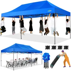 COBIZI Pavillon 3x6 wasserdicht stabil Winterfest 2.0, Pavillon 3x6 Faltpavillon 3x6 Partyzelt, Gartenpavillon UV Schutz Festival Partyzelt Sonnenschutz Pavillon, Blau