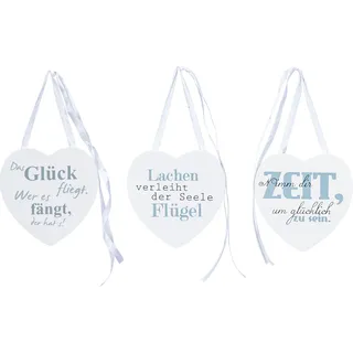 3er Set Deko-Herz Holz Sprüche 14x14cm Liebe Love Wanddeko Aufhänger Wandbild