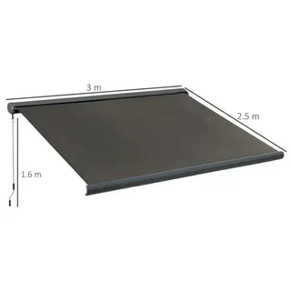 Elektrische Markise - Terrassenmarkise mit Fernbedienung - Metallrahmen - Montageset inklusive - Canvas-Tuch - 3 x 2,5 m - Armeegrün - Grün