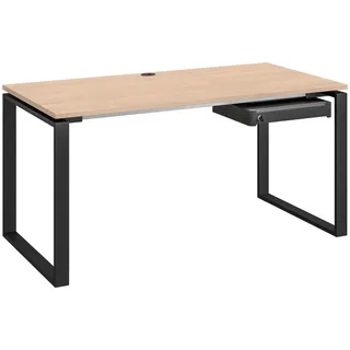 Cantus Jugendschreibtisch , Anthrazit, Eichefarben , Metall, Holzwerkstoff , 1 Schubladen , rechteckig , Kufe , 80x72x160 cm , Made in Germany , in verschiedenen Holz-Dekoren erhältlich, abschließbar , Holzmöbel, Holztische, Schreibtische Holz, Kinderschreibtische Holz