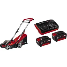 Einhell Akku-Rasenmäher GE-cm 36/34-1 Li Power X-Change (Lithium-Ionen, 5-stufige zentrale Schnitthöhenverstellung, Verstellbarer Führungsholm, inkl. 2X 3,0 Ah Akkus und Twincharger)