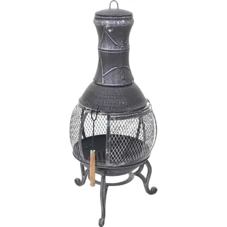 Terrassenofen HWC-F71, Feuerstelle Terrassenkamin Gartenkamin Gartenofen, Gusseisen 11,7kg 91x42x42cm - Grau