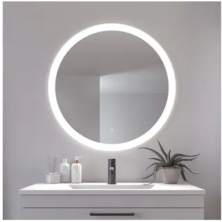 Loevschall »Vega Rund, Badzimmerspiegel mit LED Beleuchtung, Lichtspiegel« Touchpanel für Lichtsteuerung, Dimmbar Spiegel, Dänisches Design, silberfarben