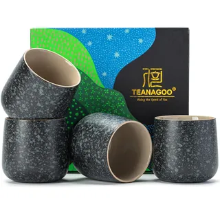 TEANAGOO Keramische japanische Teetasse, 7.2Oz / 205 ml, Charcoal Grey, H17, 4 Stück/Karton, Besetztes Japan , Chinesische , , Asiatische Teetassen ohne Henkel