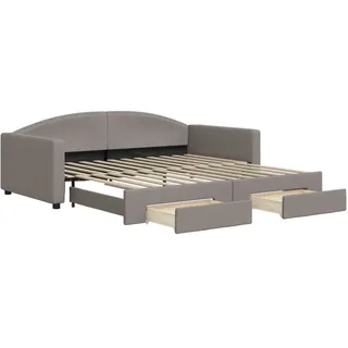 vidaXL Tagesbett Ausziehbar mit Schubladen Taupe 100x200 cm Stoff