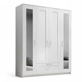 SchlafKONTOR Drehtürenschrank Lepini 156 x 191 x 50 cm Weiß