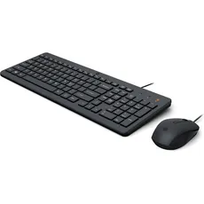 HP 150 kabelgebundene Tastatur und Maus – (1600 DPI, LED-Anzeige, USB-A-Anschluss, 12 Tastenkombinationen, Windows 10, Windows 11) Spanische QWERTY-Tastatur, Schwarz