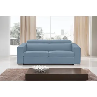 Egoitaliano Schlafsofa "Cabiria, Design und super Sitz- und Liegekomfort" Sofa inkl. Schlaffunktion, Kopfteile verstellbar, mit Metallfüßen, himmelblau