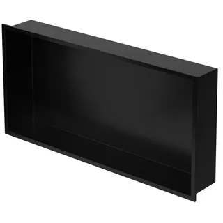 luxebath Wandnische aus Edelstahl, 60x30x10 cm, Schwarz, Duschnische mit Rahmen, Einbauregal, Flexibler Einbau, Befliesbare Nische für Badutensilien,