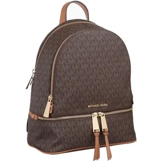 Michael Kors Rhea Zip Medium Backpack Damen Rucksack Braun MK Logo Kunstleder - 30S7GEZB1B-200 - Braun