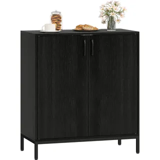 Sideboard Kommode - 2 Türen - Verstellbarer Einlegeboden - Erhöhte Füße - 80x40x90 cm - Für Küche & Wohnzimmer - Schwarz