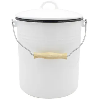 Krüger Emaille Mülleimer 10 l Weiß