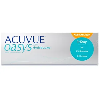 ACUVUE OASYS 1-Day for Astigmatism Kontaktlinsen – Tageslinsen mit komfortablem Tragegefühl – -1,75 dpt, Cyl -1,25, Ach 90 und BC 8.5 – Mit UV Schutz und Austrocknungsschutz – 30 Linsen