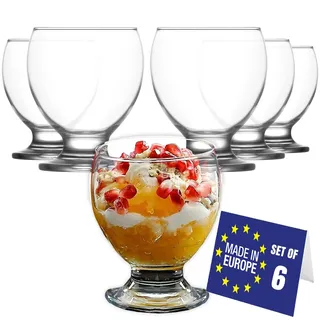 LAV Eisbecher Glas, Eisschalen Glas 6er Set 250ml, 100 BLEI FREI Stapelbare Eisgläser, Eisschalen Glas mit fuß, Dessertschalen Glas, Dessertgläser mit fuß, Glass Ice Cream Cups, Eis gläser