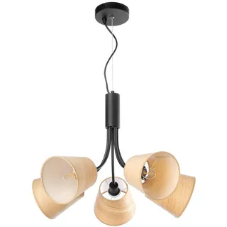 Kronleuchter , Schwarz, Eichefarben , Metall, Textil , 150 cm , Lampen & Leuchten, Innenbeleuchtung, Hängeleuchten, Kronleuchter