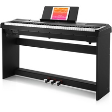 Donner E-Piano 88 Tasten, Halb Gewichteten Anfänger Klavier, Digital Piano mit Abnehmbarer Klavierständer und Pedal, DEP-10S