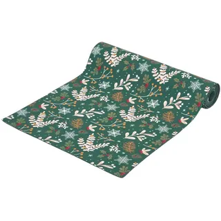Homescapes Tischläufer Weihnachten – Weihnachtswald grün, 35/180 cm, 100% Baumwolle , Grün , Textil , Rechteckig , 35x180 cm , Oeko-Tex® , Heimtextilien, Wohntextilien, Tischwäsche, Tischläufer