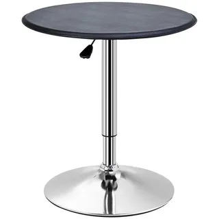 Homcom Bartisch Esstisch Stehtisch Tresentisch, Küchentisch für Wohnzimmer, Esszimmer, Chromstahl, Kunstleder, Schwarz, Ø63 x 63B x 67-93H cm