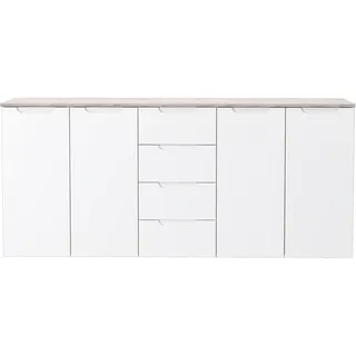 ROLLER Sideboard - weiß Hochglanz - Sandeiche - 179 cm breit