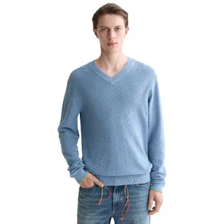 Scotch & Soda Regular Fit Linen Pullover Mit V-ausschnitt - Faded Denim - XL
