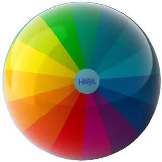 HABA Kinderball Regenbogen – 14 cm, mit Ventil, robuster Kunststoff, Spielball mit Regenbogenfarben, für drinnen & draußen, ab 2 Jahren – 2012749001